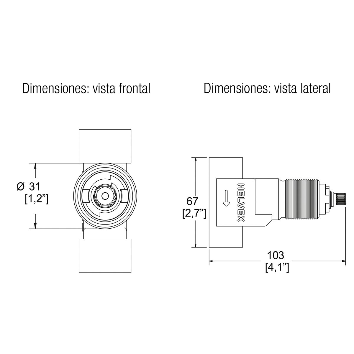 Helvex - Llaves Empotrar E-60-Aq Rosc. S/Chap.