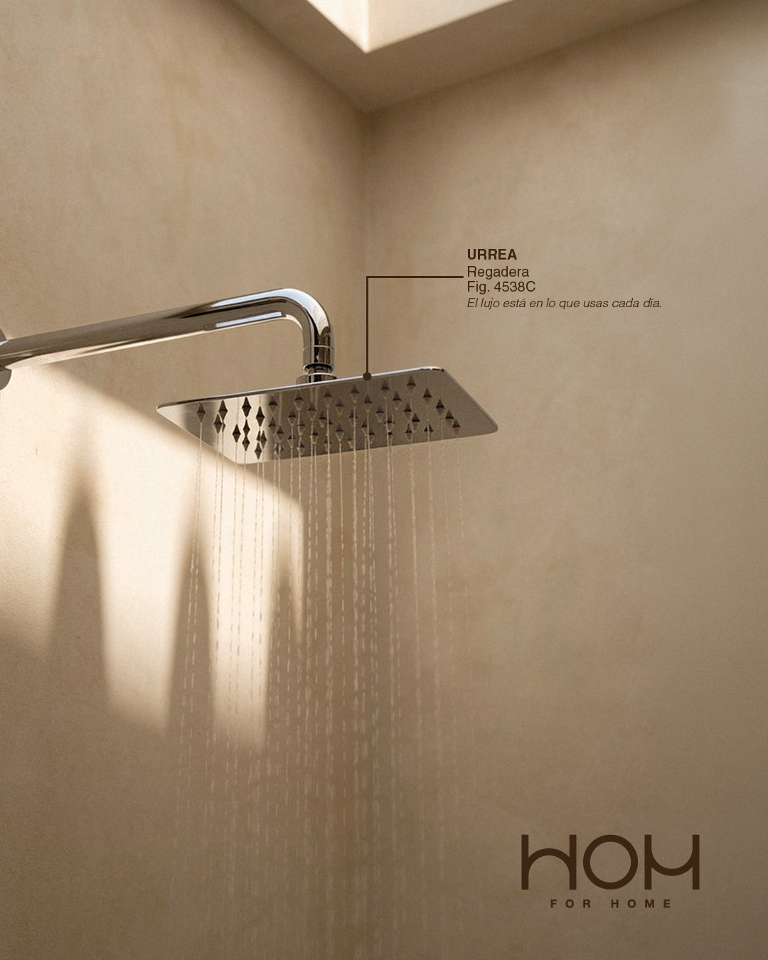 Urrea - Regadera Fig. 4538C Cromo Cuadrada S/Bzo/Chap.