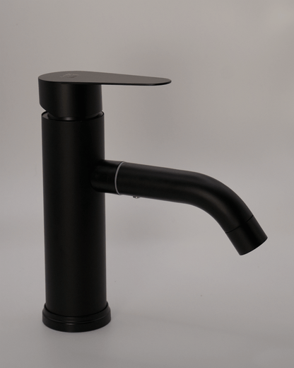 Monomando para lavabo corto negro mate 04056 - Metalflu
