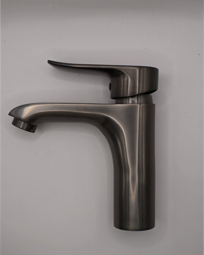 Monomando para lavabo corto Gun metal gris 04049 - Metalflu