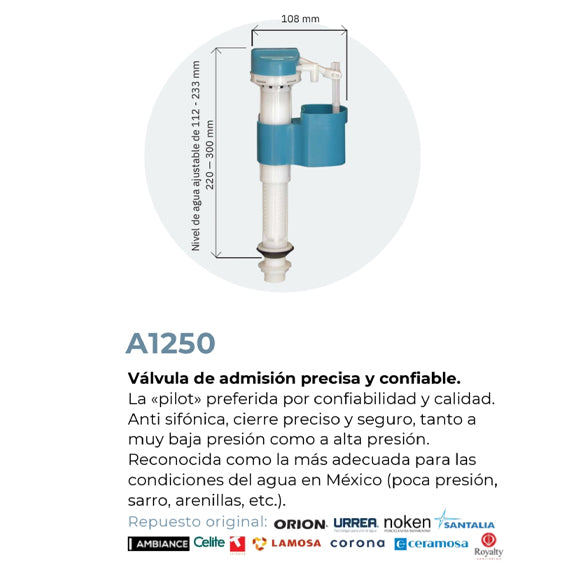 R&T - Valvula Llenado R&T A1250 Pilot