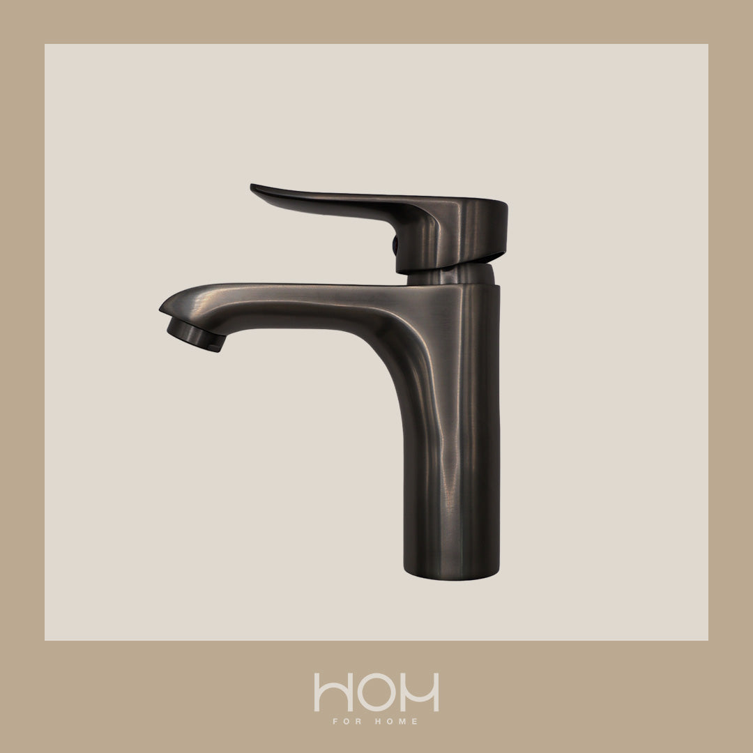 Monomando para lavabo corto Gun metal gris 04049 - Metalflu